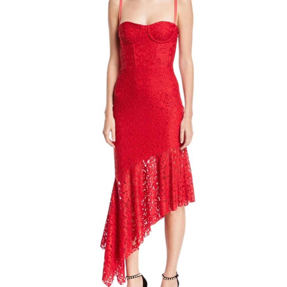 Milly Angelina Asymmetric Stretch Lace Dress